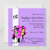 Invitation Le chic Sweet sixteen de la mode rose violet (Dos)