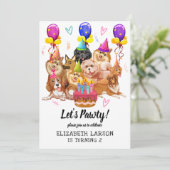 Invitation Le Chien Mignonne Puppy Fête Pawty Anniversaire (Debout devant)