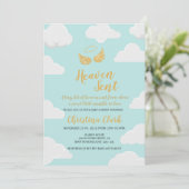 Invitation Le ciel a envoyé Baby shower garçon (Debout devant)