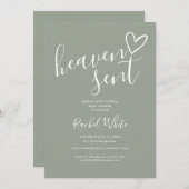 Invitation Le Ciel A Envoyé Sage Green Tout En Un Baby shower (Devant / Derrière)