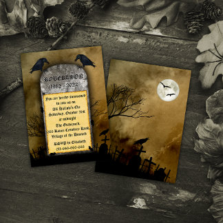 Invitation Le cimetière Raven Éffrayant Tombstone Halloween
