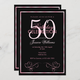 Invitation Le cinquantième anniversaire des femmes roses