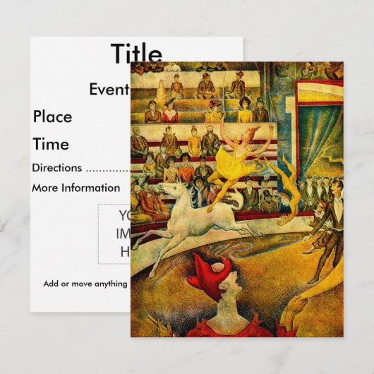 Invitation Le cirque de Georges Seurat (1891) (Devant / Derrière)