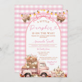 Invitation Le Citrouille Boho Pink Truck est en route Baby sh (Devant / Derrière)