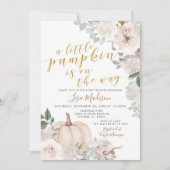 Invitation Le Citrouille d'aquarelle blanche en ivoire est en (Devant)