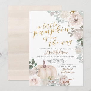 Invitation Le Citrouille d'aquarelle blanche en ivoire est en
