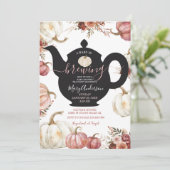 Invitation Le Citrouille de la fête du thé blanc et rose Bébé (Debout devant)