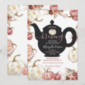 Invitation Le Citrouille de la fête du thé blanc et rose Bébé (Devant / Derrière)