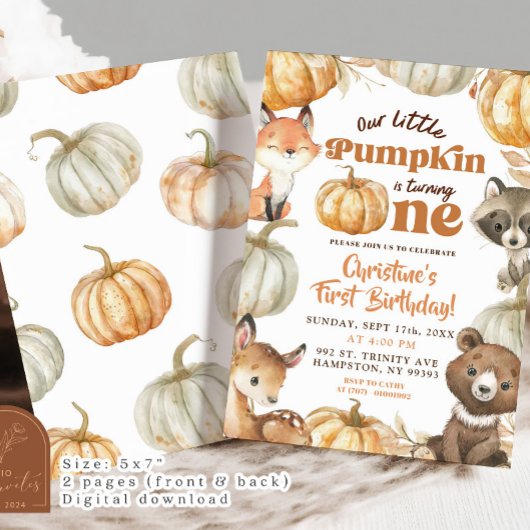 Invitation Le Citrouille des bois devient un anniversaire