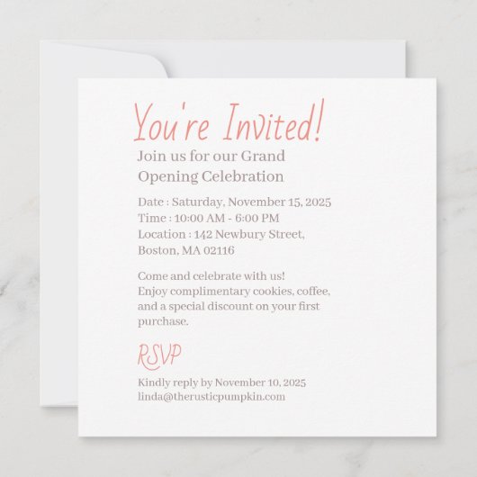 Invitation Le Citrouille rustique (Dos)