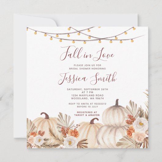 Invitation Le Citrouille rustique Boho tombe dans la Fête des (Devant)