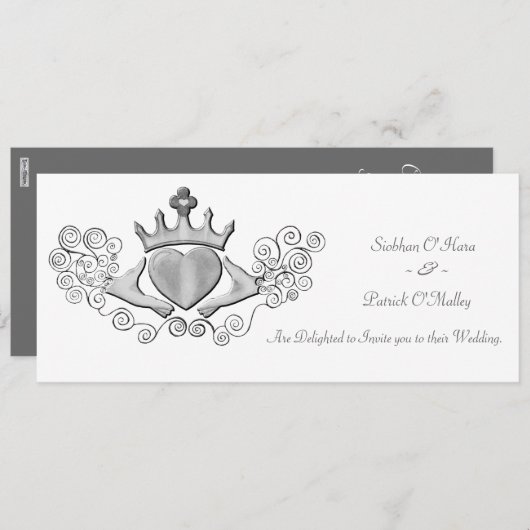 Invitation Le Claddagh (Argent) (Devant / Derrière)