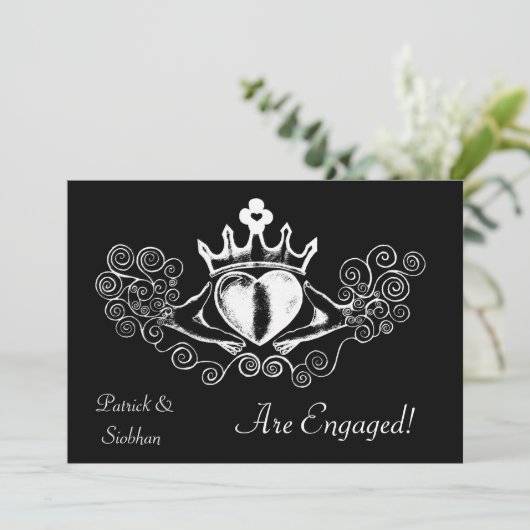 Invitation Le Claddagh (blanc) (Debout devant)