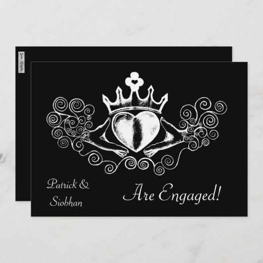 Invitation Le Claddagh (blanc) (Devant / Derrière)