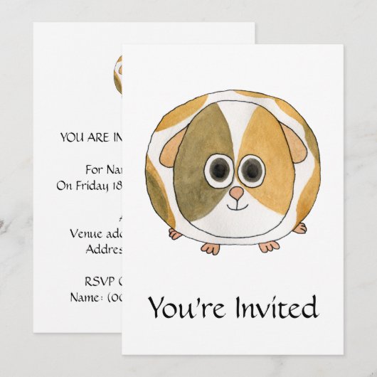 Invitation Le cochon de Guinée. (Devant / Derrière)