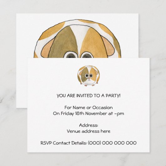 Invitation Le cochon de Guinée. (Devant / Derrière)