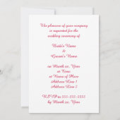 Invitation Le coeur blanc sur le rouge rose mêle les invitati (Dos)