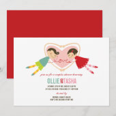 Invitation Le coeur d'amour de fille de garçon de bande (Devant / Derrière)