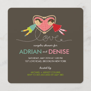 Invitation Le coeur d'amour de fille de garçon de bande