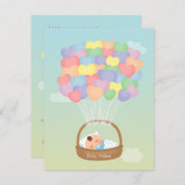 Invitation Le coeur d'arc-en-ciel monte en ballon des (Devant / Derrière)