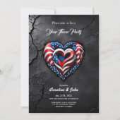 Invitation Le coeur est dans les couleurs classiques du drape (Devant)