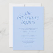 Invitation Le commencement de l'aventure Mariage Minimal Bleu (Devant)