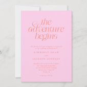 Invitation Le commencement de l'aventure Mariage Orange Rose (Devant)