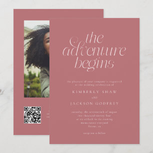 Invitation Le commencement de l'aventure Mariage Rose Poussié
