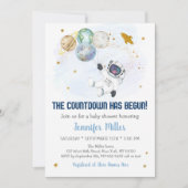 Invitation Le compte à rebours a lancé le Baby shower spatial (Devant)