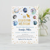 Invitation Le compte à rebours Blue Gold Galaxy a commencé le (Debout devant)