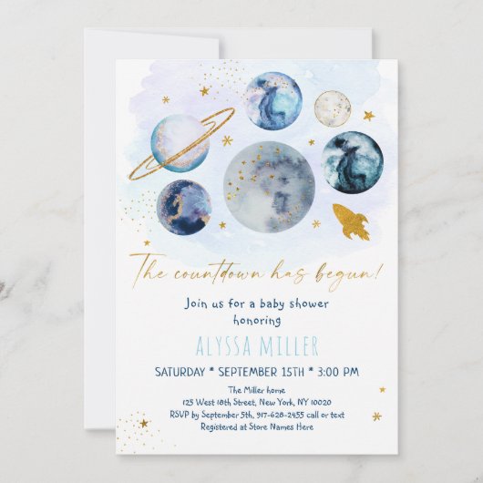 Invitation Le compte à rebours Blue Gold Space a commencé le  (Devant)