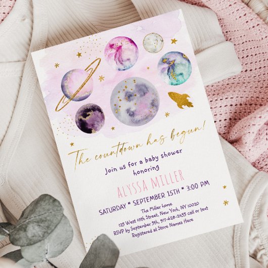 Invitation Le compte à rebours Pink Gold Space a commencé le 