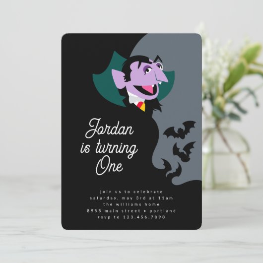 Invitation Le Comte von Count's Batty Birthday Bash (Debout devant)