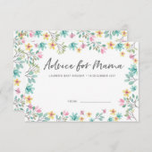 Invitation Le conseil de baby shower carde les fleurs (Devant / Derrière)