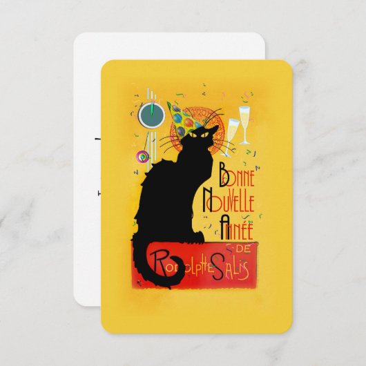 Invitation Le Conversation Noir Bonne Année (Devant / Derrière)