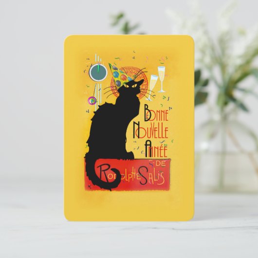 Invitation Le Conversation Noir Bonne Année (Debout devant)