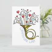 Invitation Le cor de harmonie d'or, colombes, coeurs, (Debout devant)