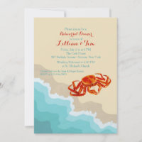 Le crabe sur l'invitation du rivage