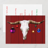 Invitation Le crâne de vache avec les ornements de Noël sur l (Devant / Derrière)