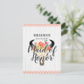 Invitation Le crâne de vache chic Boho sera-tu ma servante d' (Debout devant)