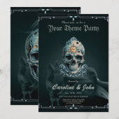 Invitation Le crâne du temps : chiffres romains (Devant / Derrière)