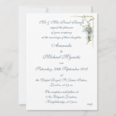 Invitation Le cru bleu et rose fleurit le mariage (Dos)