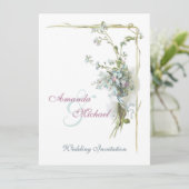 Invitation Le cru bleu et rose fleurit le mariage (Debout devant)