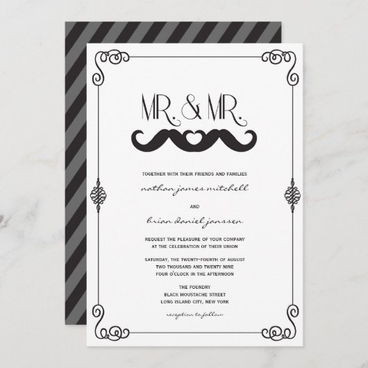 Invitation Le cru classique d'amour de moustache met en (Devant / Derrière)