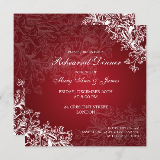 Invitation Le cru de dîner de répétition de mariage (Devant / Derrière)