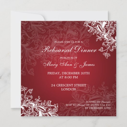 Invitation Le cru de dîner de répétition de mariage (Devant)