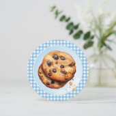 Invitation Le Cute Cookie Est En Chemin Baby shower Bleu (Debout devant)
