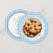 Invitation Le Cute Cookie Est En Chemin Baby shower Bleu (Devant / Derrière)