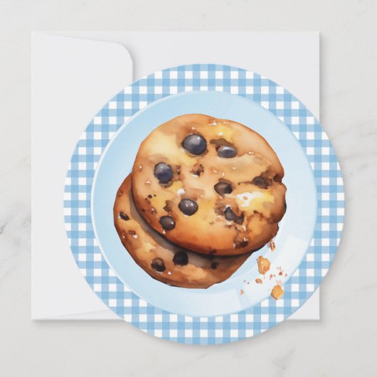 Invitation Le Cute Cookie Est En Chemin Baby shower Bleu (Devant)