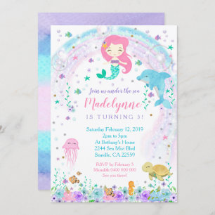 Invitation Le dauphin de sirène sous l'invitation de la mer